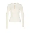 Tory Burch Ivory Ribbed Viscose Sweater In White