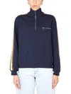 Tory Burch Sweatshirt With Front Zipper In Blue
