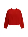 Tory Burch Logo-embroidered Knitted Hoodie In Red