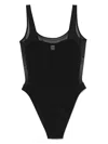 Tory Burch Logo Embroidered One-piece Swimsuit In Black