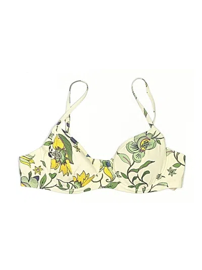 Pre-owned Tory Burch Swimsuit Top Ivory Floral Pattern Swimwear