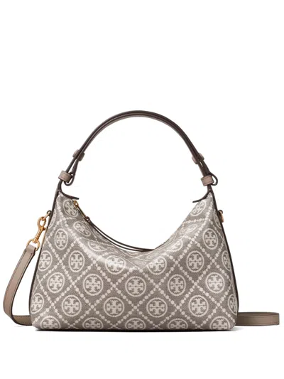 Tory Burch T 모노그램 멜로우 숄더 백 In Gray