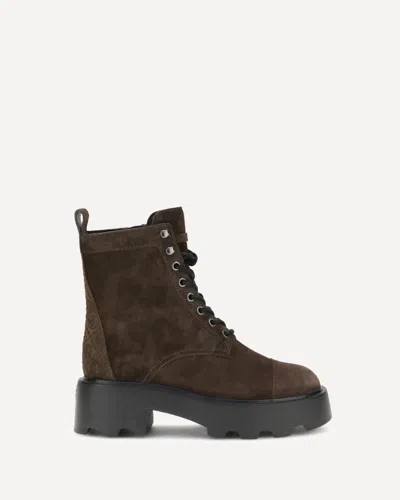 Tory Burch T Ankle Boots With Grooved Lug Sole In Brown