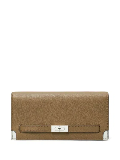 Tory Burch T Color-block Slim Wallet In Green