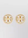 Tory Burch Miller Paved Stud Earrings In Cream