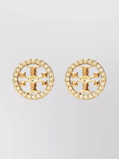 TORY BURCH T-DOUBLE PAVÉ GEMSTONE STUD EARRINGS