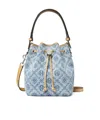 Tory Burch T-letter Denim Bucket Bag In Blue