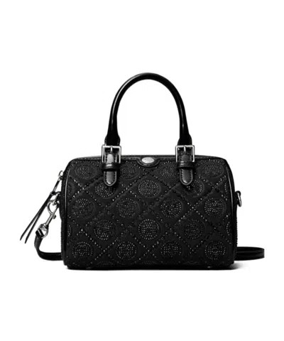 Tory Burch T-letter Pattern Decorative Small Barrel Bag In Black