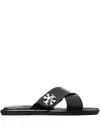 Tory Burch T Lock Cross Band Slide In Black  