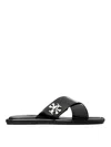 Tory Burch T Lock Cross Band Slide In Black