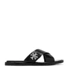 Tory Burch T Lock Cross Band Slide In Black