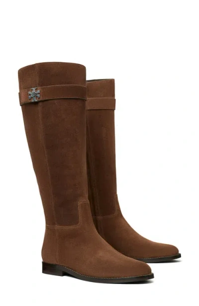 Tory Burch T Lock Knee High Riding Boot In Brown