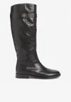 Tory Burch T Lock Knee-length Riding Boots In Black