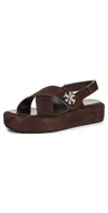 Tory Burch T Lock Platform Sandals 40mm Dark Cocoa