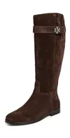 Tory Burch T Lock Riding Boots Dark Cocoa In Brown