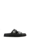 Tory Burch Double Strap Leather Flat Sandals In Black