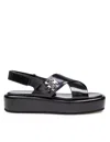 Tory Burch T Lock Sandal With Platform In Black Leather