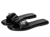 Tory Burch Logo Slippers In Black