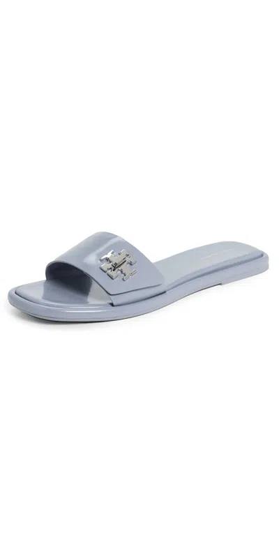 Tory Burch T Lock Slides Vapor Blue