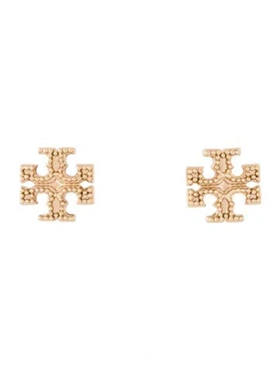 Pre-owned Tory Burch T Logo Studded Stud Earring In Multi
