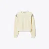 Tory Burch T Logo Velour Crewneck In Gold