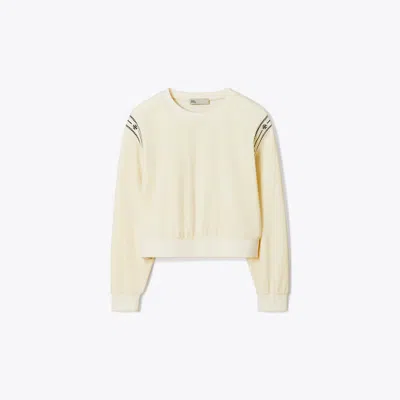 Tory Burch T Logo Velour Crewneck In Gold