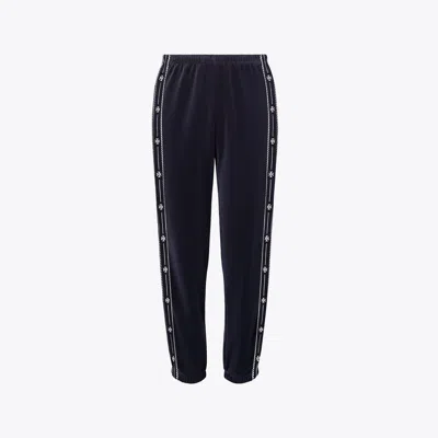 Tory Burch T Logo Velour Jogger In Black