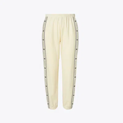 Tory Burch T Logo Velour Jogger In White
