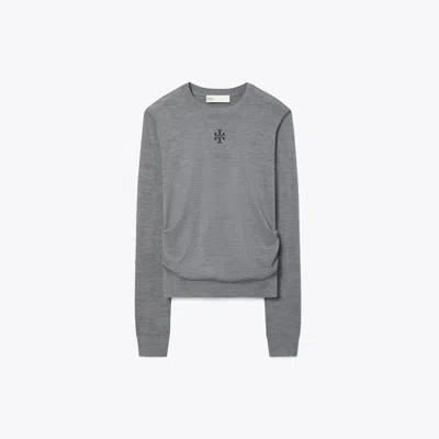 Tory Burch T Logo Wool Sweater In Gray