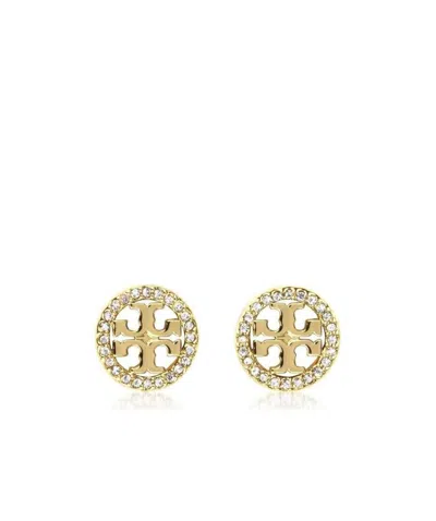 Tory Burch T-medallion Round Stud Earrings In Yellow