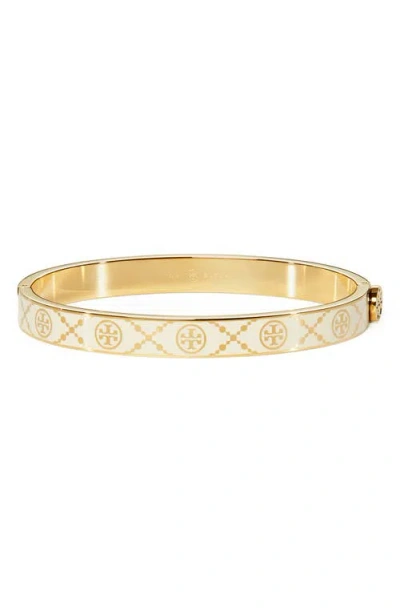 Tory Burch T-monogram Bangle In Tory Gold/new Ivory
