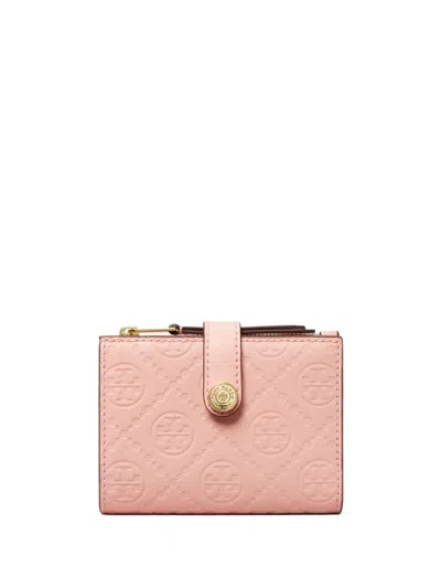 Tory Burch T-monogram Bi-fold Leather Wallet In Pink