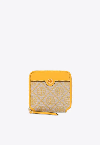 Tory Burch T Monogram Bi-fold Wallet In Yellow