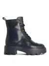 Tory Burch T Monogram Black Leather Ankle Boots In Black