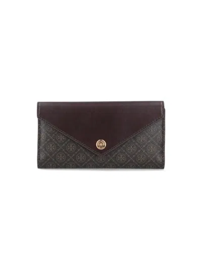 Tory Burch T Monogram Book Wallet In Burgundy