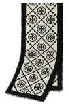 Tory Burch T-monogram Bordered Oblong Scarf In T Monogram Bord