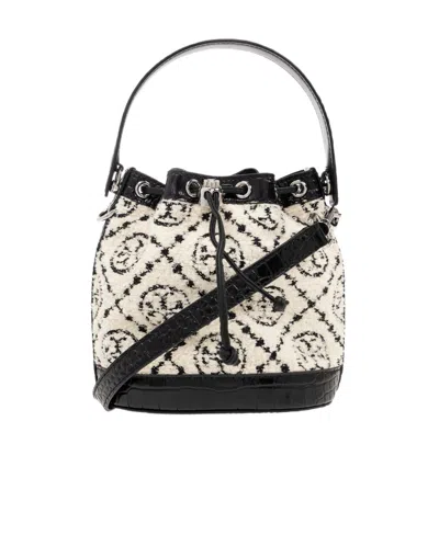 Tory Burch T Monogram Bouclé Bucket Bag In Black