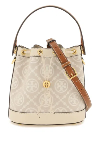 Tory Burch T Monogram Bucket Bag In Beige, Brown