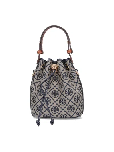 Tory Burch "t-monogram" Bucket Bag In Blue