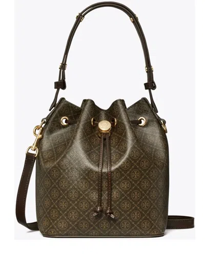 Tory Burch T Monogram Bucket Bag In Brown