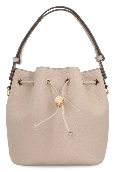 Tory Burch T Monogram Bucket Bag In Gray