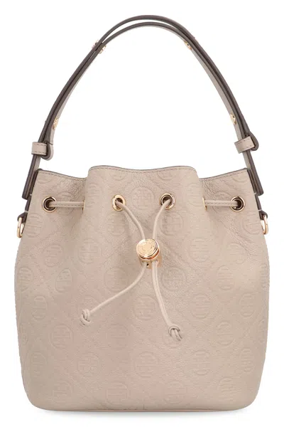 Tory Burch T Monogram Bucket Bag In Gray