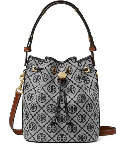 Tory Burch T-monogram Bucket Bag In Grey