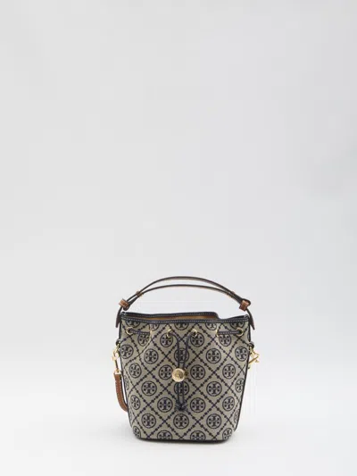 Tory Burch T Monogram Bucket Bag Mini In Gray