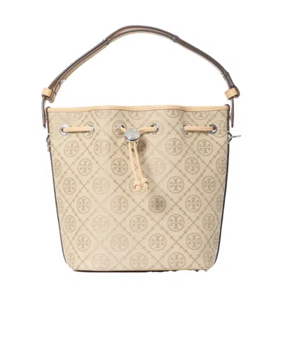 Tory Burch T Monogram Bucket Bag In Neutral