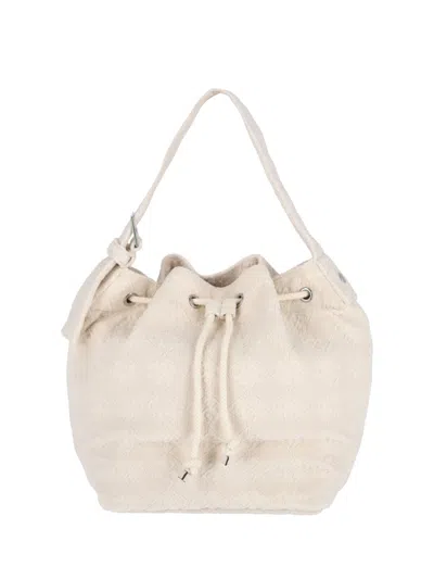 Tory Burch "t Monogram" Bucket Bag In White