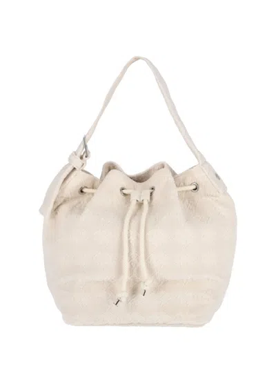 TORY BURCH TORY BURCH T MONOGRAM BUCKET BAG – WHITE