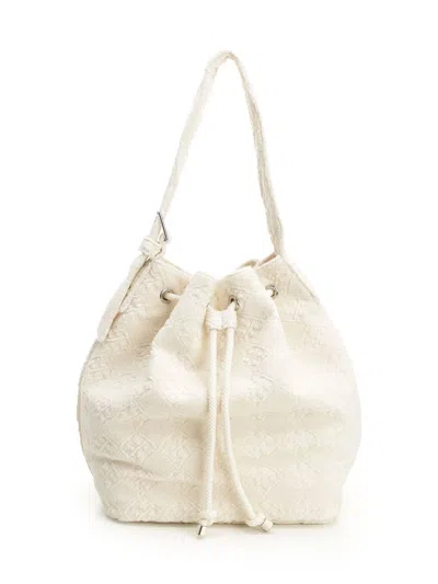 Tory Burch T Monogram Bucket Bag In White