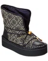 Tory Burch T Monogram Canvas & Leather Sleeping Bag Boot In Blue
