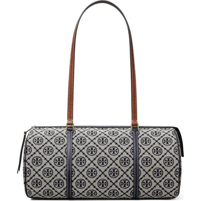 Tory Burch T Monogram Canvas Barrel Bag In Neutrals